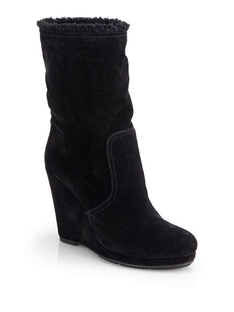 black suede prada wedge boots|prada snakeskin boots.